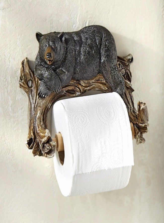 BLACK FOREST DECOR Relaxing Bear Toilet Paper Holder - Lodge Bathroom Accessory, Polyresin, Bathroom Hardware, 8" W x 3.75" D x 5.5" H - Image 1