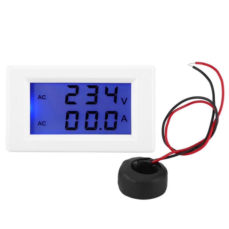 متر الجهد التيار المتردد: 80~300 فولت 0.1~100 أمبير شاشة LCD زرقاء – لا يوجد حاجة إلى طاقة إضافية مراقبة في الوقت الفعلي لمضخمات الصوت، صناديق التوزيع، ومعدات المنزل - Image 1