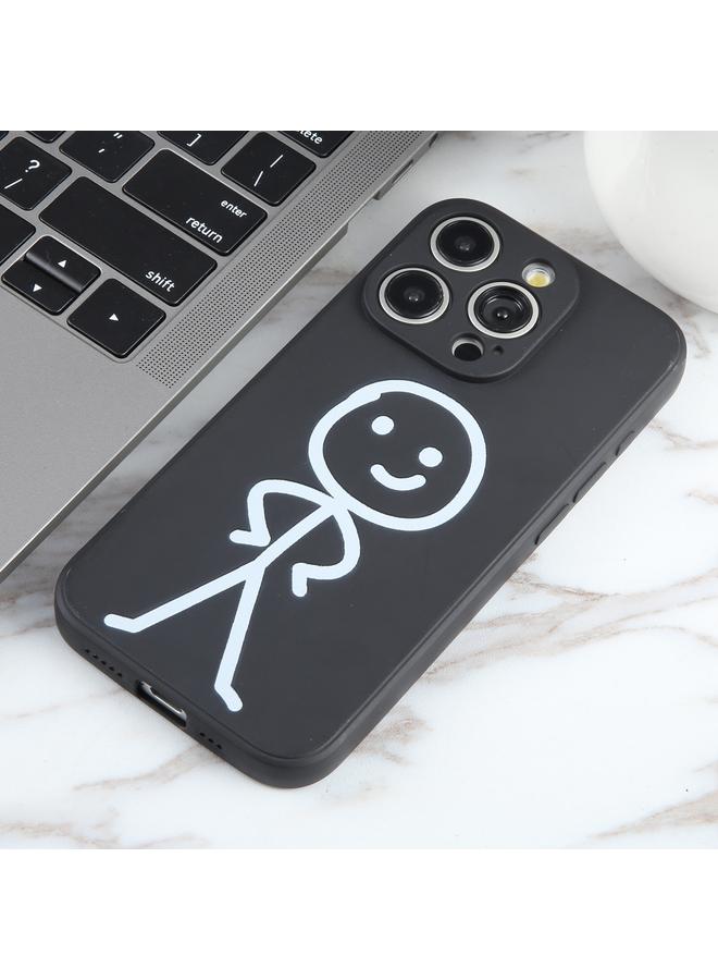 اس-توب جراب لهاتف iPhone 13 Pro Max من السيليكون السائل بنمط Stickman - Image 3