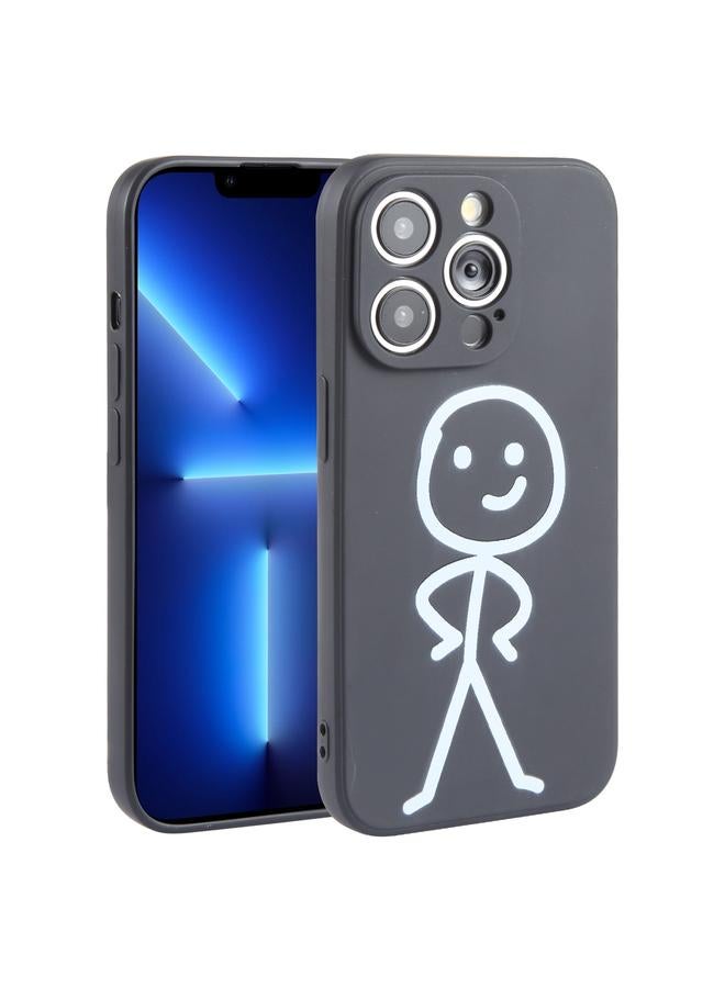 اس-توب جراب لهاتف iPhone 13 Pro Max من السيليكون السائل بنمط Stickman - Image 1