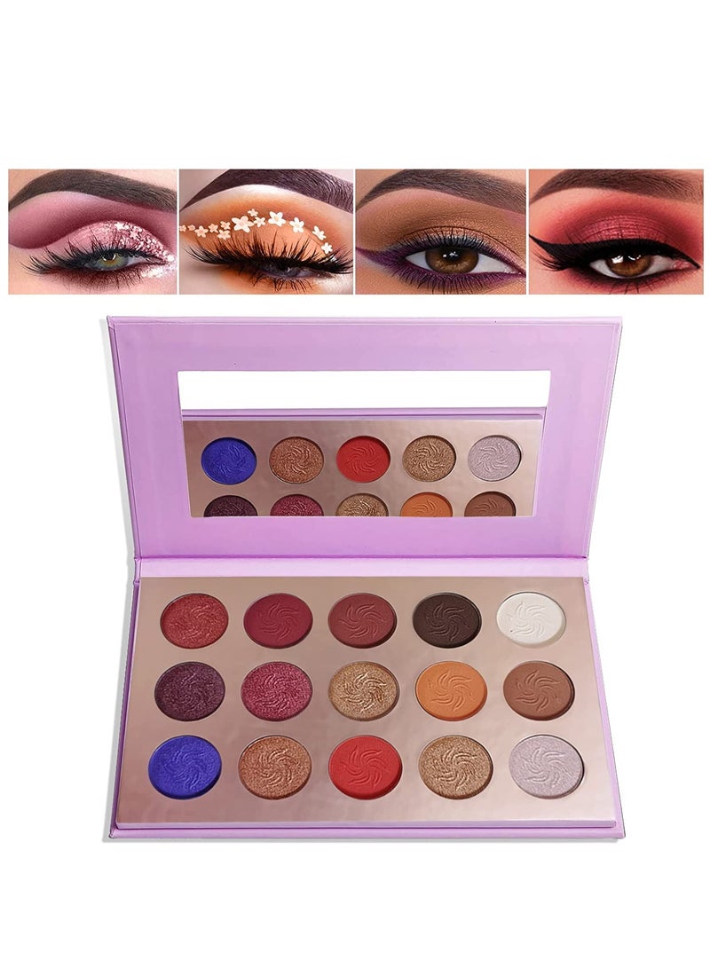 SYOSI Purple Eyeshadow Palette 15 Colors Eye Shadow Pallete Sets Highly Pigmented Matte Glitter Colorful Long Lasting Blendable Dream Purple Pink Dark Red Violet Makeup Pallet for Women - Image 1