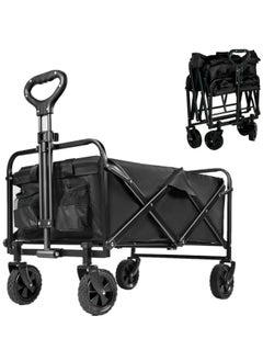HXDream Outdoor Wagon Collapsible with Removable Fabric Festival Garden Camping Picnic Cart Supports Max 150kg Portable Transport Trailer Black  - Image 1