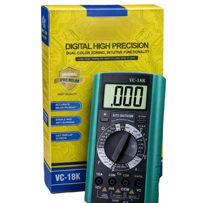High Precision Digital Multimeter VC-18K AC DC Voltage Current Resistance Tester Voltmeter Ammeter Ohmmeter With LED Display Anti Burning Auto Shutdown For Automotive And Household Wiring - Image 1