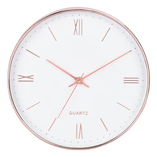 De'rons De’rons 12 Inches Non Ticking Silent Quartz Round Designer Plastic Wall Clock for Home Kitchen Bedroom Hall Living Room Office (DC-104RRF-White) - Image 1