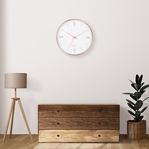 De'rons De’rons 12 Inches Non Ticking Silent Quartz Round Designer Plastic Wall Clock for Home Kitchen Bedroom Hall Living Room Office (DC-104RRF-White) - Image 3