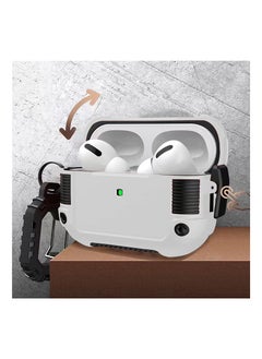Generic Vanguard Armor Side Safety Lock Full Body Protective Case Cover for AirPods Pro 2  with Keychain Front LED Visible (White)  - Image 3