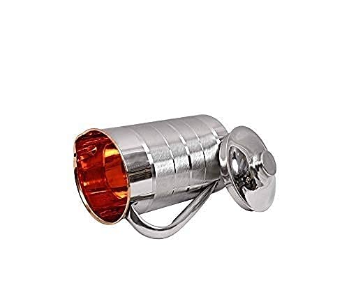 UAPAN 2 L Water Copper Steel Jug Pitcher with Stainless Steel Outer and Pure Copper Inside Storage & Serving Water in Home Drinkware, Ayurveda Beneficial for Health(Large Jug, 1) - Image 2