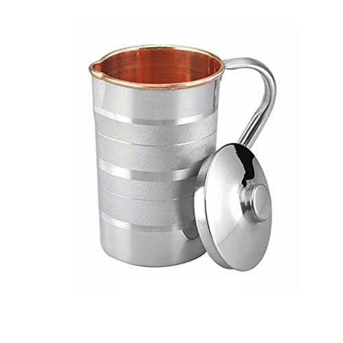 UAPAN 2 L Water Copper Steel Jug Pitcher with Stainless Steel Outer and Pure Copper Inside Storage & Serving Water in Home Drinkware, Ayurveda Beneficial for Health(Large Jug, 1) - Image 1
