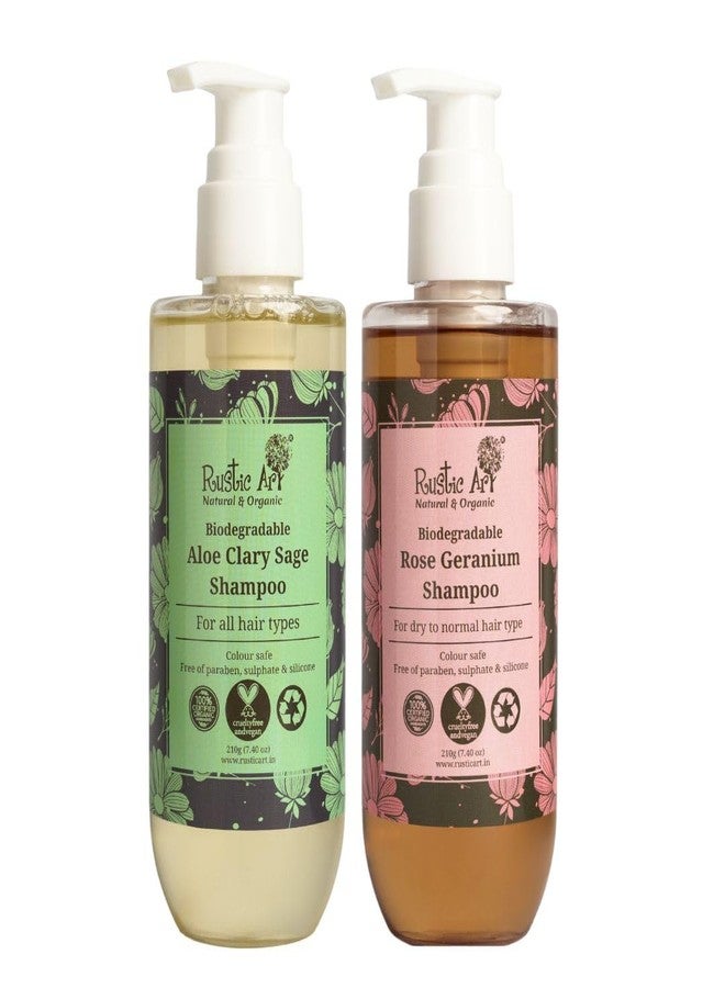 راستيك أرت مجموعة شامبو روستيك آرت بخلاصة الصبار والمريمية وإبرة الراعي | مجموعة عناية مزدوجة بالشعر | تنظيف وترطيب لطيف | خالٍ من الكبريتات والبارابين | خلاصة الصبار، نياسيناميد، ماء الورد | ٢١٠ غرام × ٢ - Image 2