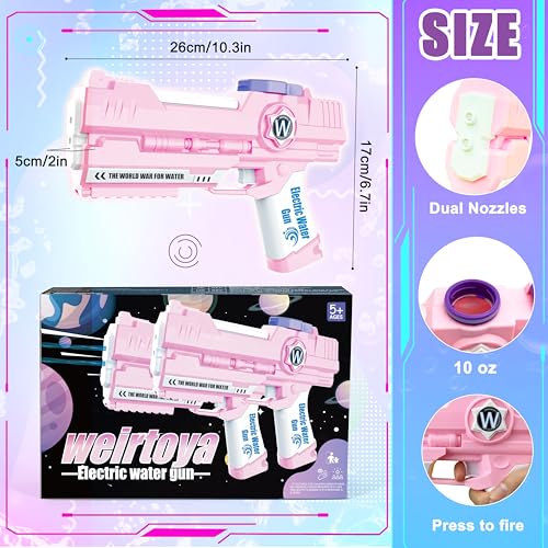 weirtoya 2 PCS Electric Water Gun Ultimate Battle Blaster Water Guns with Dual Nozzles High Capacity Automatic Squirt Guns Summer Outdoor Beach Swimming Pool Party Toy for Adult Kids - Image 5