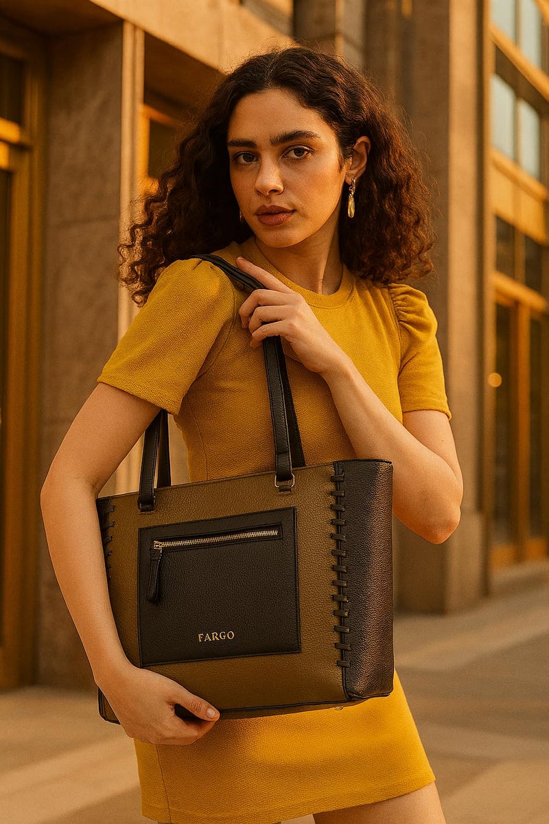 Fargo Clara Tan Tote Bag for Women | Large Vegan Leather Handbag with RFID Pockets, Smooth Zip Closure, Premium Look | Stylish College, Office, Travel Tote | Made in India - Image 2