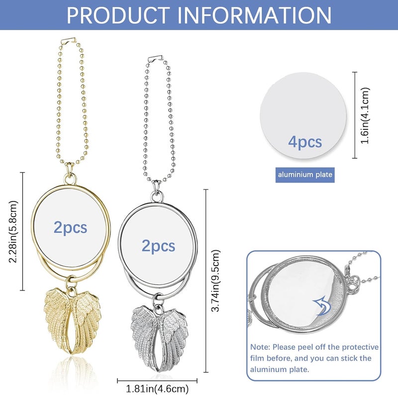 MaehSab 4 Pcs Angel Wings Memorial Keychain Blanks for Sublimation DIY Craft - Image 2