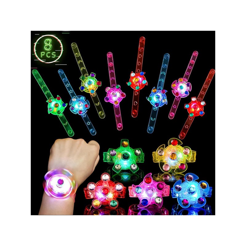 SCIONE 8 Pack LED Light Up Fidget Spinner Bracelets Glow in The Dark Party Supplies Party Favors for Kids 48 812 Birthday Gifts Treasure Box Toys for Classroom Goodie Bags Stuffers - Image 2