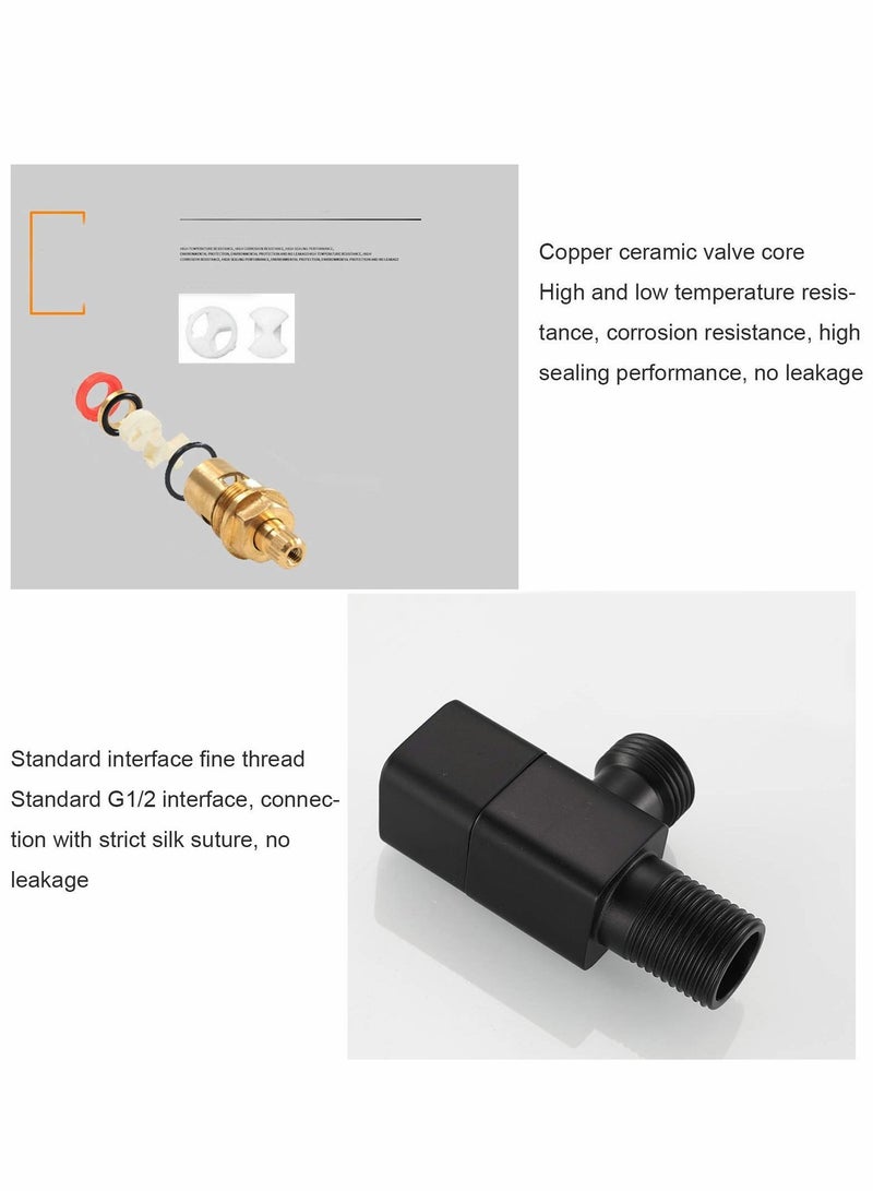 Excefore Valve Mixer Water Stop G1/2 Angle Bathroom Toilet Washbasin Accessory Black for Home Office - Image 5