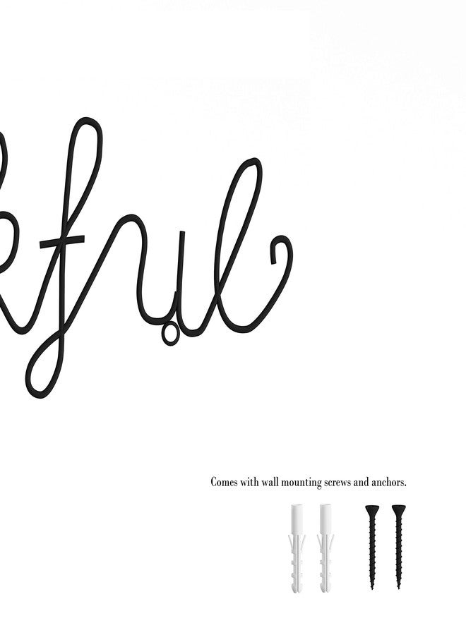 لافيش هوم لوحة معدنية فاخرة من Lavish Home، تحمل عبارة "ممتن" مكتوبة بخط أنيق، قطعة فنية ثلاثية الأبعاد لتزيين المنزل، مثالية للطراز الريفي الحديث أو الطراز الريفي الكلاسيكي، طولها 25 بوصة، لونها أسود. - Image 2