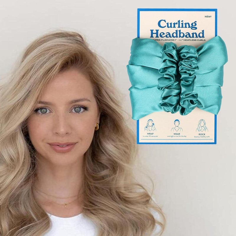 كلاراكو أداة تجعيد شعر مريحة بدون حرارة للنساء والفتيات، مناسبة للنوم، مع ربطة رأس وشريط تجعيد، مثالية للشعر الطويل، لتجعيد الشعر طوال الليل، لون أزرق فاتح. - Image 2