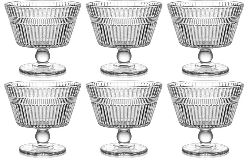 Gauvriko Glass Ice Cream Bowls Glass Dessert Cups Fruit Parfait Cups for Sundae Ice Cream Fruit Cocktail Footed Dessert Cups 250ML Pack of 6 Lining - Image 1