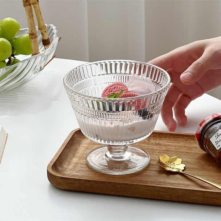 Gauvriko Glass Ice Cream Bowls Glass Dessert Cups Fruit Parfait Cups for Sundae Ice Cream Fruit Cocktail Footed Dessert Cups 250ML Pack of 6 Lining - Image 5