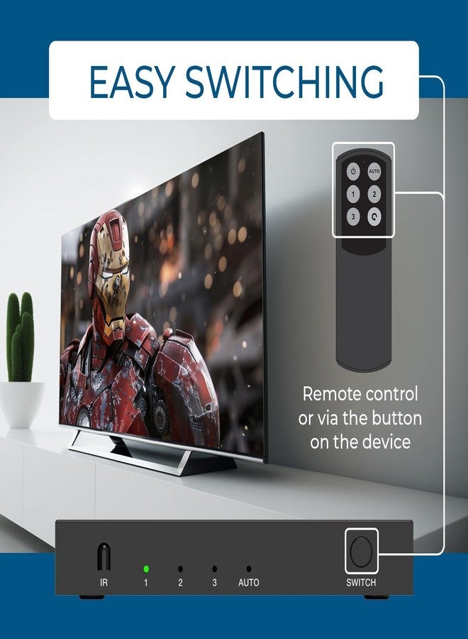 OREI - HDMI Switch with Remote Control - 4K@120Hz 4:4:4 or 8K@60 4:2:0 HDMI Switcher - HDR10+, Dolby Vision, VRR, ALLM - HDMI Switch Perfect for Gaming with PS5/Xbox - Image 4