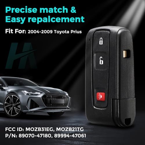 HelloAuto Key Fob Cover Fit for 2004-2009 Toyota Prius, Key Fob Replacement Shell Keyless Entry with Blank Key, Key Fobs Case 3 Button(MOZB31EG, MOZB21TG) - Image 3