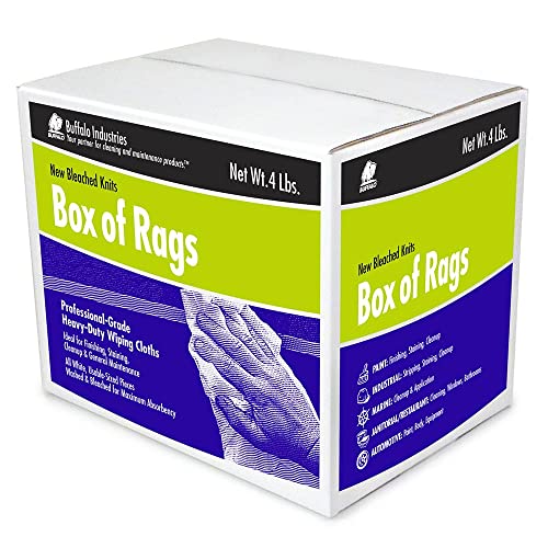 Buffalo Industries (12020) New White Bleached Knit Rags, 4 lb. box - All-Purpose Wiping, Cleaning, Polishing, Medium-Weight T-shirt Material, Washed and Bleached for Super Absorbency and Low-Linting - Image 1
