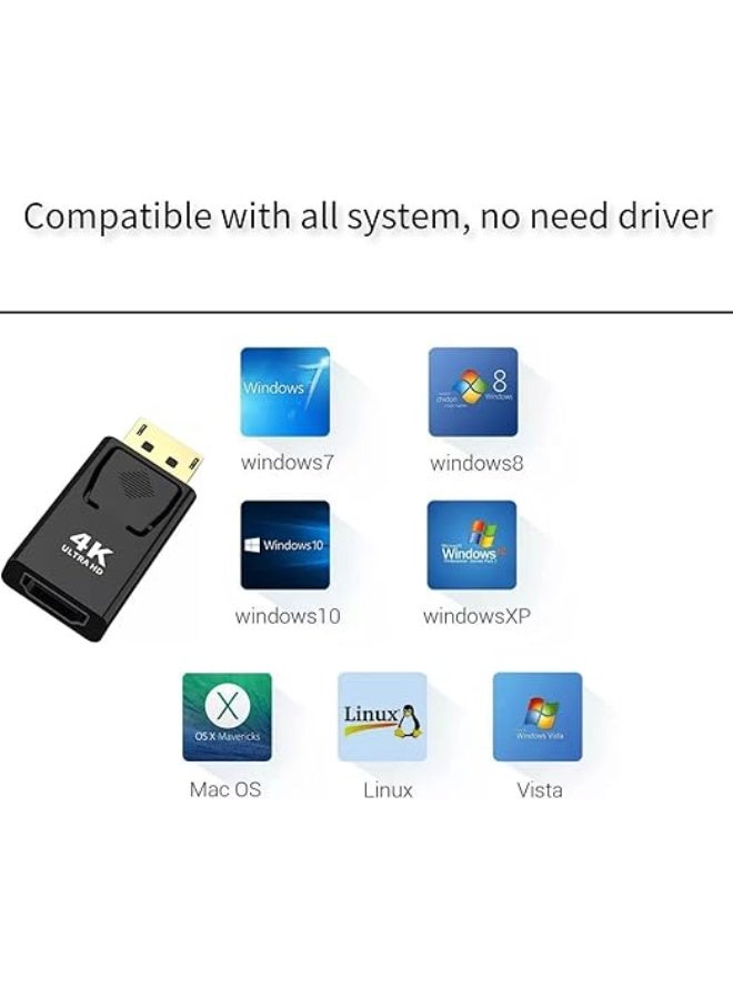 DisplayPort (DP) Male to HDMI Female 4K Adapter | Black - Image 3