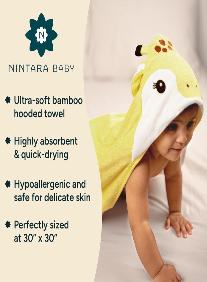 NINTARABABY منشفة بغطاء رأس من نينتارابي - غطاء حمام من ألياف الخيزران، 30 بوصة × 30 بوصة، فائقة الامتصاص، ناعمة، تسمح بمرور الهواء، مضادة للحساسية، هدية مثالية للمواليد الجدد والأطفال الصغار والرضع، بتصميم حيوان لطيف - Image 2