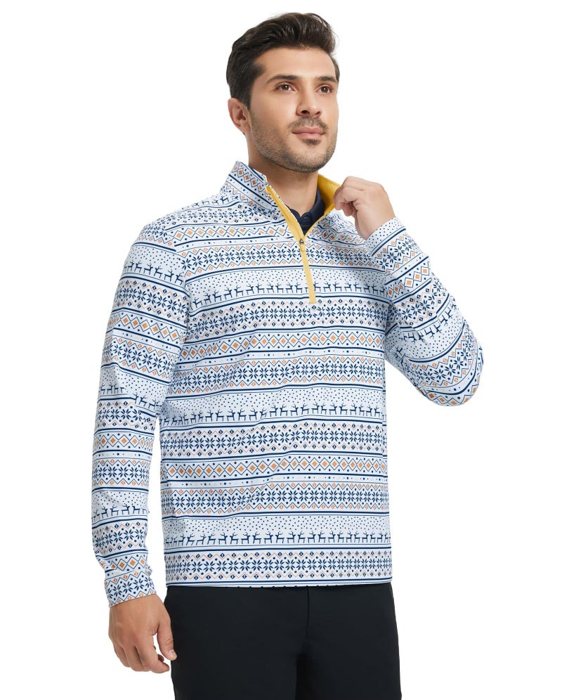 M MAELREG Quarter Zip Pullover Men Performance Heather Midlayer Casual Sports Golf Christmas Sweatshirts for Men - Image 2