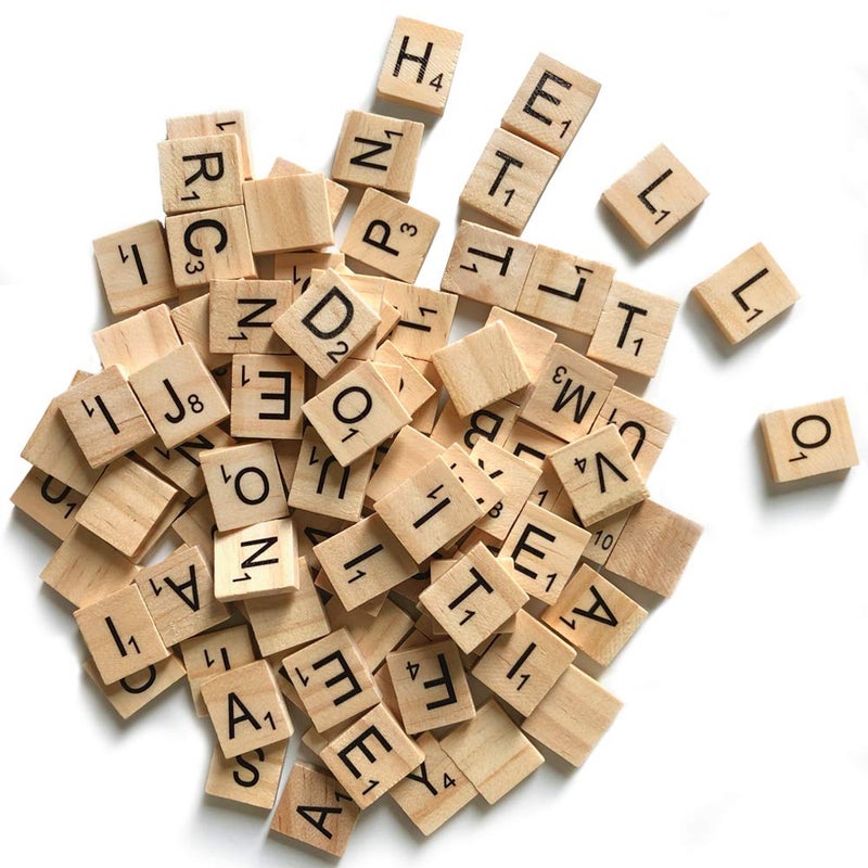 QMET 500 Wood Letter Tiles,Scrabble Letters for Crafts - DIY Wood Gift Decoration - Making Alphabet Coasters and Scrabble Crossword Game - Image 1