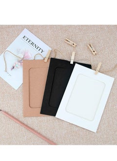 Generic Photo Frame 30 Pack Paper 6x4 Set Multiple Photos Picture Mats with Mini Wooden Clips and String Hanging Cardboard for Home Room Wall Decor Diy  - Image 2