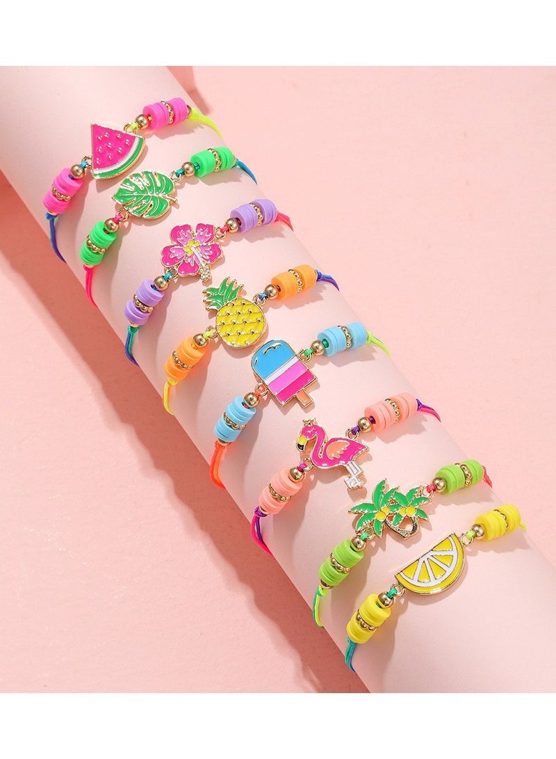 Friendship Bracelets, 12 Pieces Colorful Cute Kids Bracelet, Inspirational Bracelets for Girls Women, Adjustable Flat Beads Bracelets, Kids Jewelry Party Accessories 