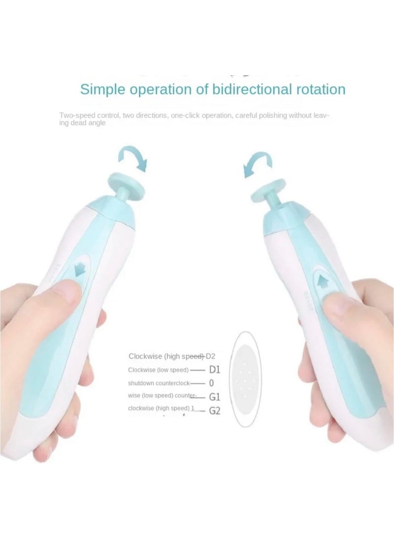 BLUE CORAL Baby Nail Trimmer Multifunctional Electric 6 in 1 Baby Nail File Clippers Toes Fingernail Cutter Trimmer Manicure Tool Set New Born Baby Care Blue  - Image 4