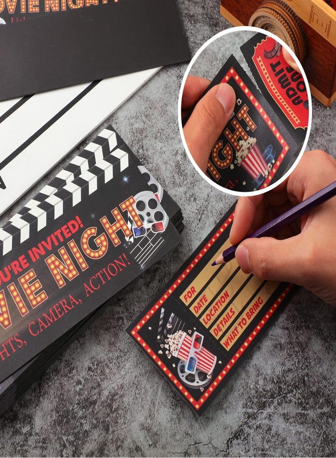 Woanger 50 Pieces Movie Party Invitations with Envelopes Movie Night Invitations Film Ticket for Birthday Baby Shower Film Night Red Carpet Party(Movie) - Image 4