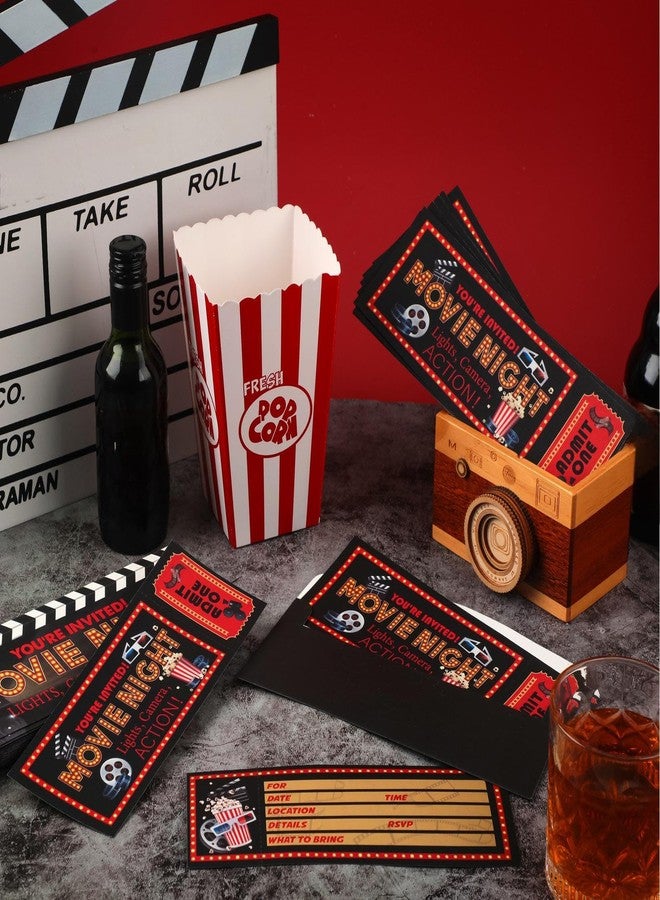Woanger 50 Pieces Movie Party Invitations with Envelopes Movie Night Invitations Film Ticket for Birthday Baby Shower Film Night Red Carpet Party(Movie) - Image 3
