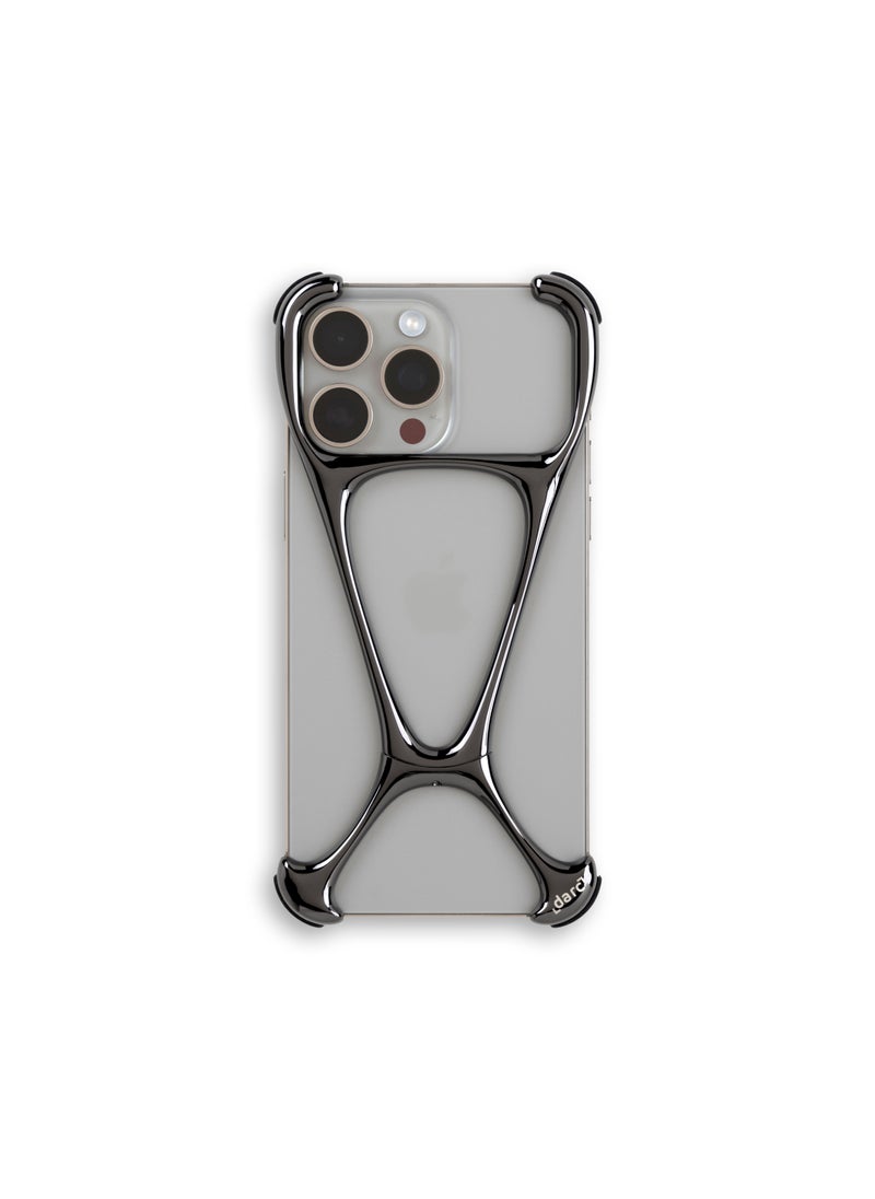 darc iPhone 15 Pro Slim and Lightweight Stainless Steel Case in Bright Black Color  - Image 1