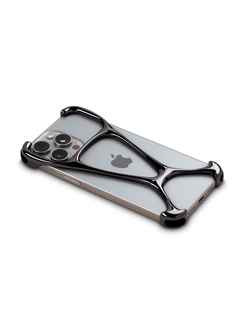 darc iPhone 15 Pro Slim and Lightweight Stainless Steel Case in Bright Black Color  - Image 2