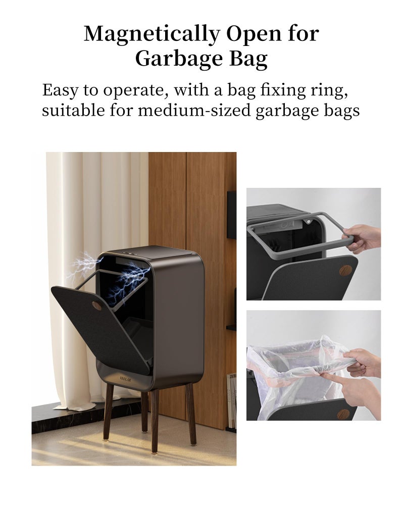 VEELAR Motion Sensor Trash Can - Automatic Touchless 5.5 Gallon / 20L Garbage Bin with Lid, Quiet Auto Open/Close Office/Bedroom Trash Can for Living Room (Grey) - Image 4