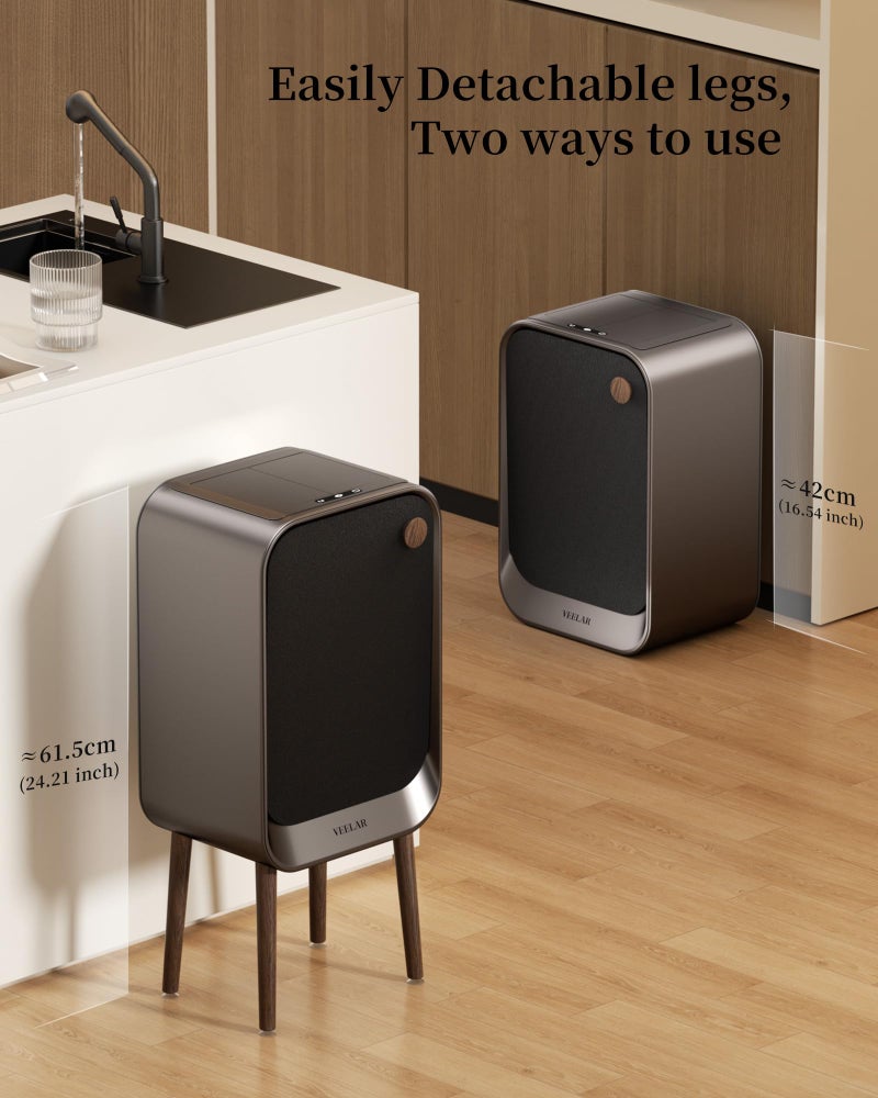VEELAR Motion Sensor Trash Can - Automatic Touchless 5.5 Gallon / 20L Garbage Bin with Lid, Quiet Auto Open/Close Office/Bedroom Trash Can for Living Room (Grey) - Image 5