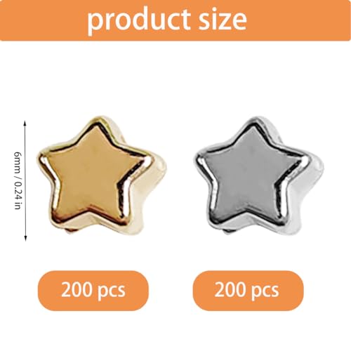 ZYYC 400 Pieces Star Shape Spacer Beads, 6mm Large Hole Loose Beads Accessories for Jewelry Making (Gold,Silver) - Image 4