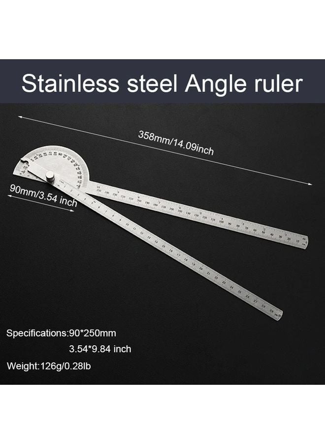 90x250mm Thickened Stainless Steel Angle Gauge Carpenter Protractor Measuring Tool - Image 1