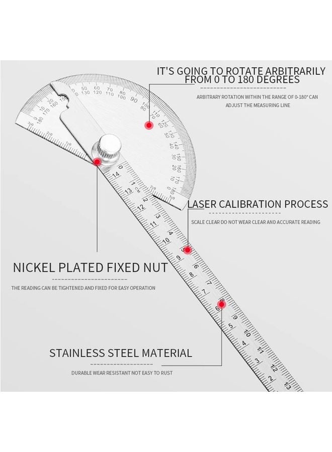 90x250mm Thickened Stainless Steel Angle Gauge Carpenter Protractor Measuring Tool - Image 5