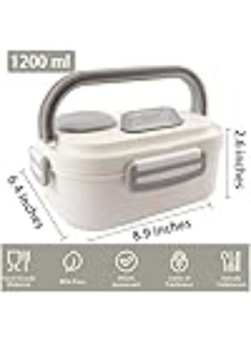 Bento Lunch Box, Salad Container, Large 43oz Salad Bowl, with 4 Compartments, 3oz Sauce Container for Dressings, Built-In Reusable Fork, Microwave u0026 Dishwasher Safe (Blue) - Image 5
