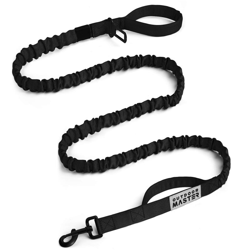 OutdoorMaster Bungee Dog Leash, Heavy Duty Dog Leash with Shock Absorption, 2 Padded Handles Training Leash, Improved Dog Safety and Comfort - Black Upgraded, 6 FT - Image 1