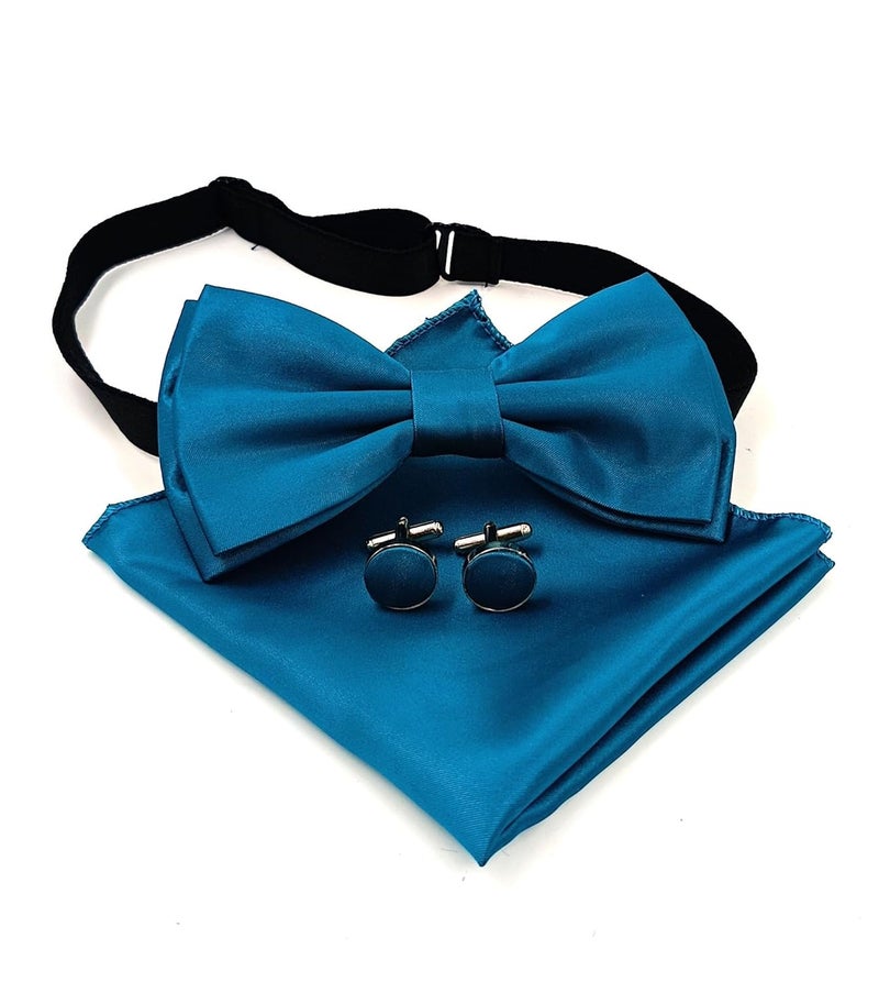 UTF Store UTF Men's Cummerbund Set - Bow Tie (Pretied), Pocket Square & Cufflinks | Formal Wear for Wedding, Party & Business - Image 4