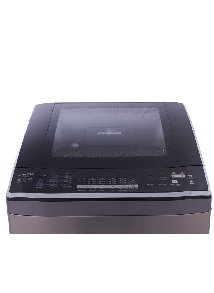 TORNADO - Tornado Free Standing Top Load Automatic Inverter Washing Machine, 11 KG, Black and Silver - TWE-TLD11RSS - Image 1