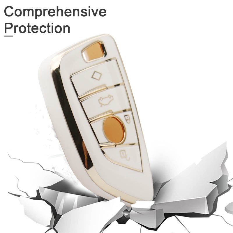 Elegananccy لغطاء مفتاح BMW، غلاف مفتاح ناعم للحماية الكاملة، غلاف مفتاح لموديلات BMW 2 5 6 7 Series X1 X2 X3 X5 X6 X7، حماية مضادة للغبار ومضادة للكسر (أبيض) - Image 5