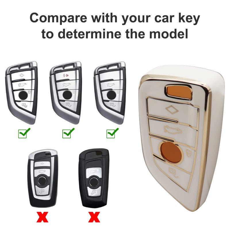 Elegananccy لغطاء مفتاح BMW، غلاف مفتاح ناعم للحماية الكاملة، غلاف مفتاح لموديلات BMW 2 5 6 7 Series X1 X2 X3 X5 X6 X7، حماية مضادة للغبار ومضادة للكسر (أبيض) - Image 2