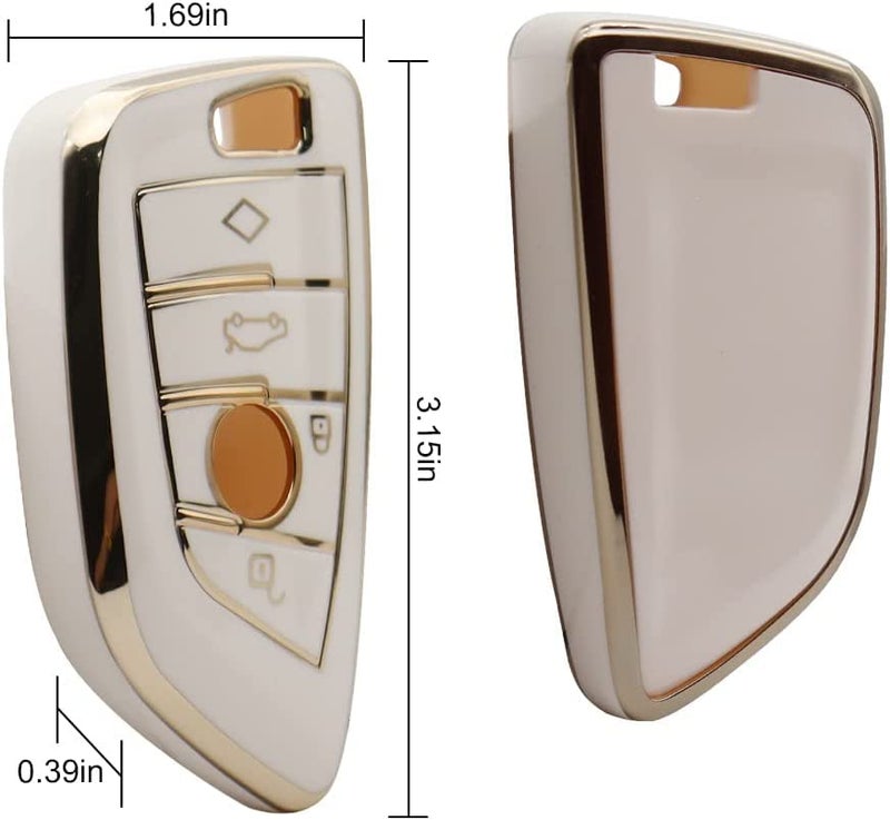 Elegananccy لغطاء مفتاح BMW، غلاف مفتاح ناعم للحماية الكاملة، غلاف مفتاح لموديلات BMW 2 5 6 7 Series X1 X2 X3 X5 X6 X7، حماية مضادة للغبار ومضادة للكسر (أبيض) - Image 3