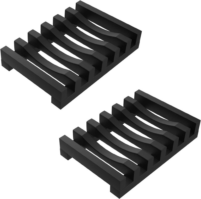 TOPSKY 2Pcs Soap Dish Holder, Non-Slip Bathroom Accessories Silicone Soap Case Saver, Sink Deck Bathtub Shower Dish Soap Drainer, Silicone Holder for Soap, Sponges, Scrubber (Black) - Image 1