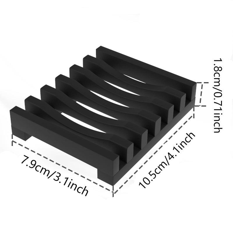 TOPSKY 2Pcs Soap Dish Holder, Non-Slip Bathroom Accessories Silicone Soap Case Saver, Sink Deck Bathtub Shower Dish Soap Drainer, Silicone Holder for Soap, Sponges, Scrubber (Black) - Image 2